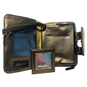 Whiting and Davis Gold Mesh Wallet Evening wristlet Pockets 50s 60s Vintage